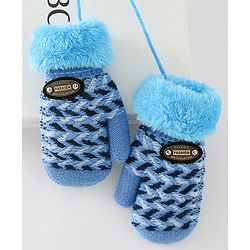 Babyhug Gloves With Text Patch - Blue