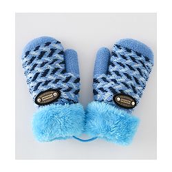 Babyhug Gloves With Text Patch - Blue