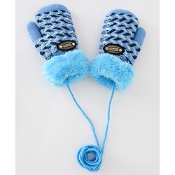 Babyhug Gloves With Text Patch - Blue