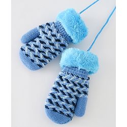 Babyhug Gloves With Text Patch - Blue