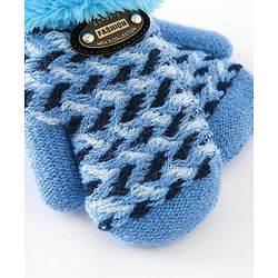 Babyhug Gloves With Text Patch - Blue
