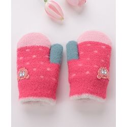 Babyhug Gloves With Animal Patch - Dark Pink