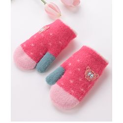 Babyhug Gloves With Animal Patch - Dark Pink