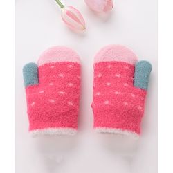 Babyhug Gloves With Animal Patch - Dark Pink