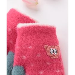 Babyhug Gloves With Animal Patch - Dark Pink