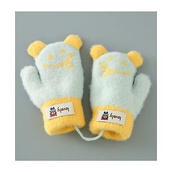 Babyhug Gloves With Bear Patch- Light Green