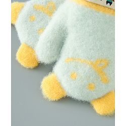 Babyhug Gloves With Bear Patch- Light Green