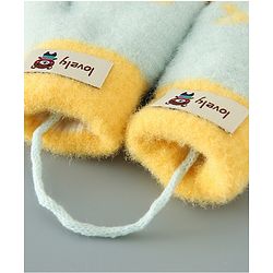 Babyhug Gloves With Bear Patch- Light Green