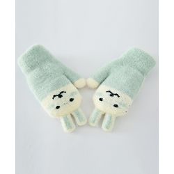 Babyhug Gloves with Face Design - Light Green