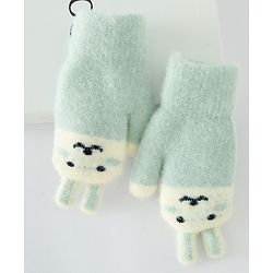 Babyhug Gloves with Face Design - Light Green