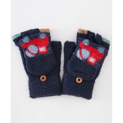 Babyhug Gloves With Car Design -Navy Blue