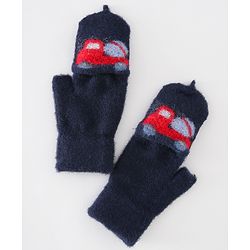 Babyhug Gloves With Car Design -Navy Blue