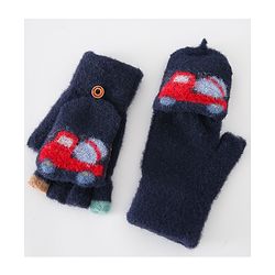 Babyhug Gloves With Car Design -Navy Blue