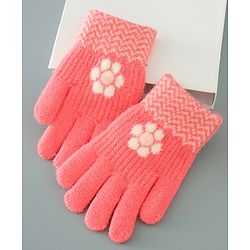 Babyhug Floral Design Gloves - Orange