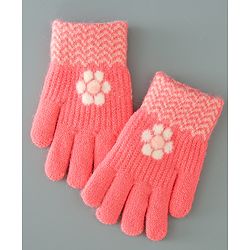 Babyhug Floral Design Gloves - Orange