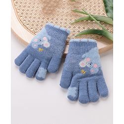 Babyhug Gloves With Bear Design - Blue
