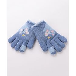 Babyhug Gloves With Bear Design - Blue