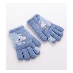 Babyhug Gloves With Bear Design - Blue