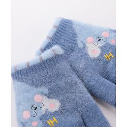 Babyhug Gloves With Bear Design - Blue
