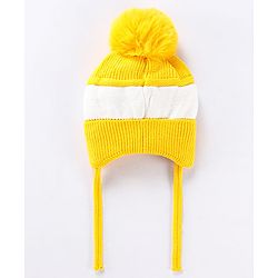 Babyhug Pom Pom Woollen Cap Puppy Design - Yellow