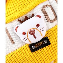 Babyhug Pom Pom Woollen Cap Puppy Design - Yellow