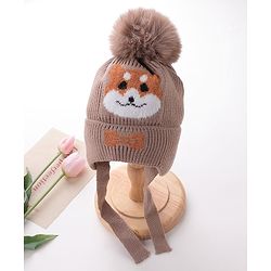 Babyhug Woollen Cap Fox Design Brown - Diameter 12 cm