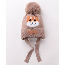 Babyhug Woollen Cap Fox Design Brown - Diameter 12 cm