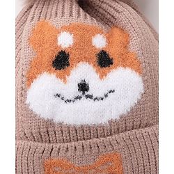 Babyhug Woollen Cap Fox Design Brown - Diameter 12 cm