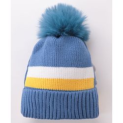 Babyhug Pom Pom Woollen Cap Puppy Design - Blue