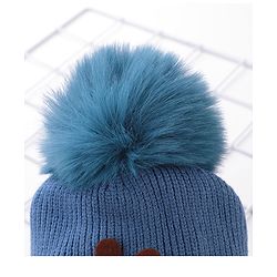 Babyhug Pom Pom Woollen Cap Puppy Design - Blue