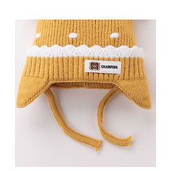 Babyhug Woollen Cap With Heart Applique - Yellow