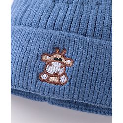 Babyhug Horn Woollen Cap Reindeer Design - Blue