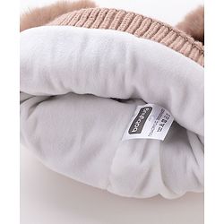 Babyhug Pom Pom Woolen Cap Dino Design - Brown