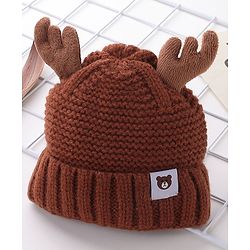 Babyhug Woolen Cap Horn Design - Brown