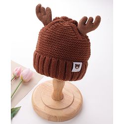 Babyhug Woolen Cap Horn Design - Brown