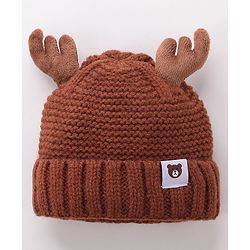 Babyhug Woolen Cap Horn Design - Brown