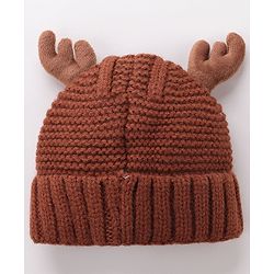 Babyhug Woolen Cap Horn Design - Brown