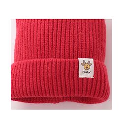 Babyhug Pom Pom Woolen Cap Gloves & Muffler Set Christmas Design - Red