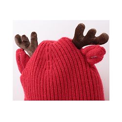 Babyhug Pom Pom Woolen Cap Gloves & Muffler Set Christmas Design - Red