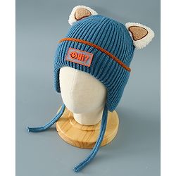 Babyhug Woollen Cap With Ear Design - Blue