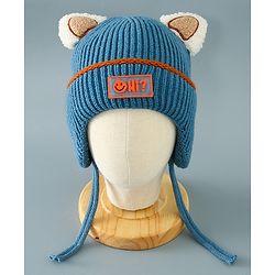 Babyhug Woollen Cap With Ear Design - Blue