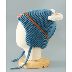 Babyhug Woollen Cap With Ear Design - Blue