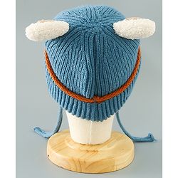 Babyhug Woollen Cap With Ear Design - Blue