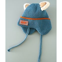Babyhug Woollen Cap With Ear Design - Blue