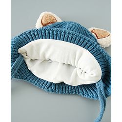 Babyhug Woollen Cap With Ear Design - Blue