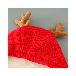 Babyhug Woollen Cap Reindeer Design - Red