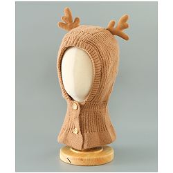 Babyhug Woollen Cap Reindeer Design - Red