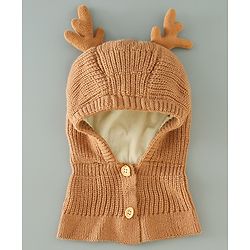 Babyhug Woollen Cap Reindeer Design - Red
