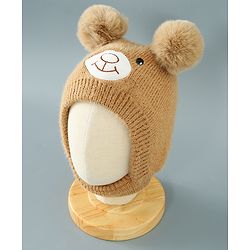 Babyhug Woollen Cap Bear Design - Brown