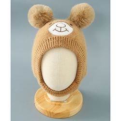 Babyhug Woollen Cap Bear Design - Brown